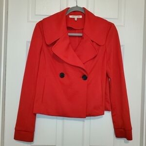 Robbi & Nikki Cropped Lea Coat Style Jacket Bright Red Size S